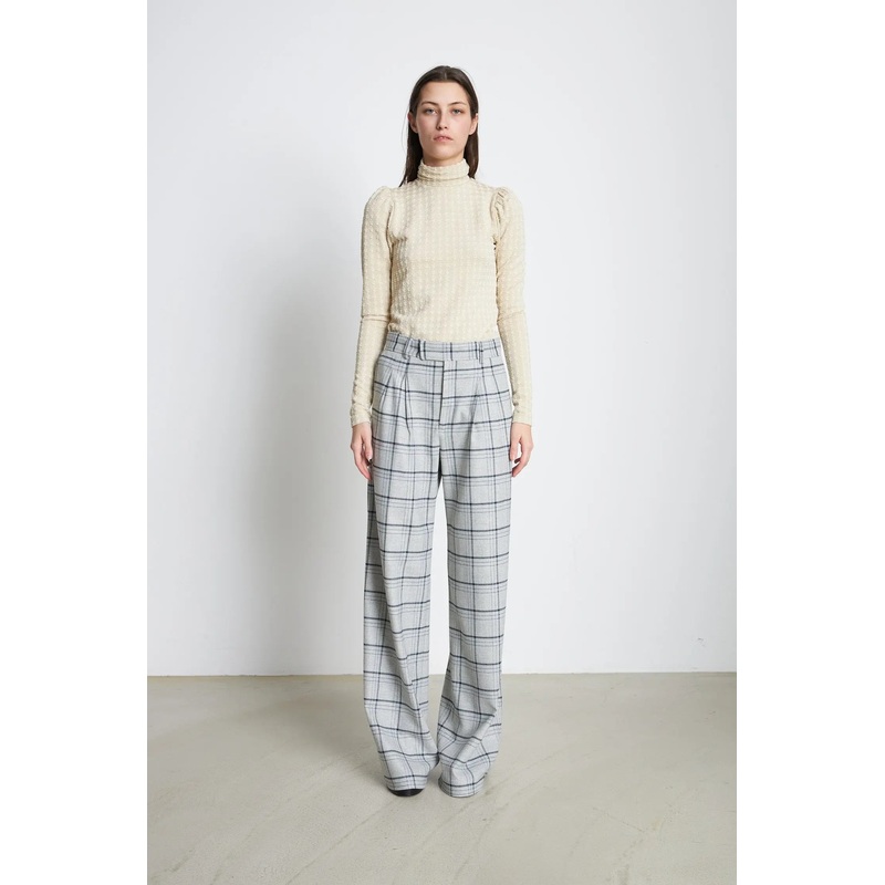 Checked wool mix pants – Grey Checks