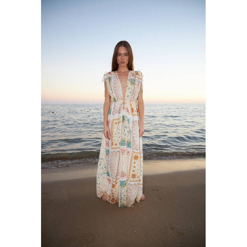 Cotton tissue printed maxi dress – Handkerchief Print