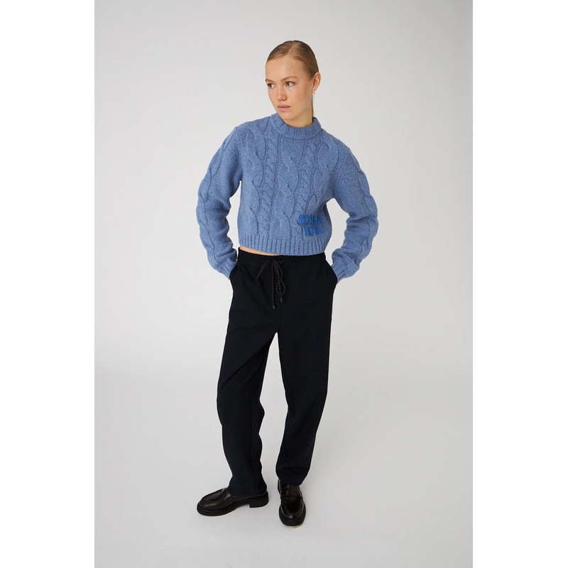 Cropped Cable Knit in Wool Mix – Blue Sea