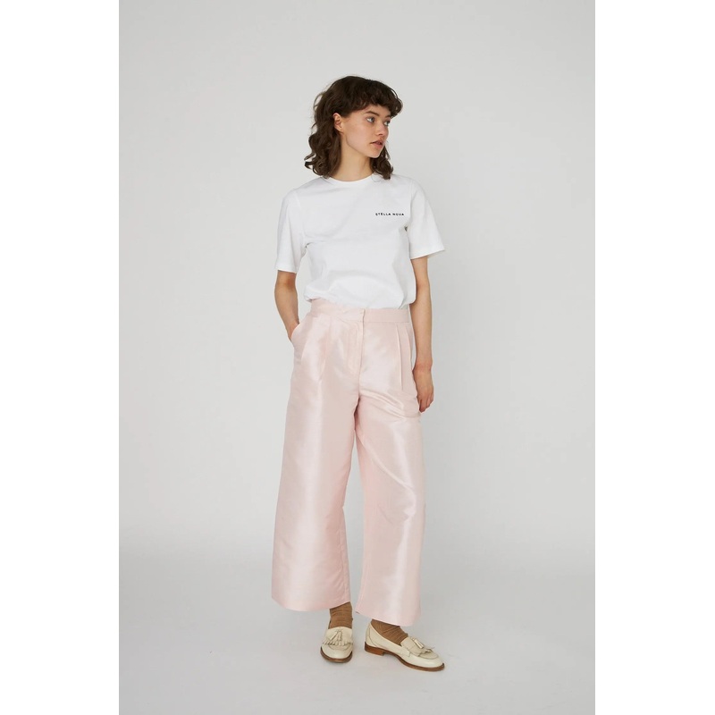 Cropped Low-Waist Pants – Pale Pink