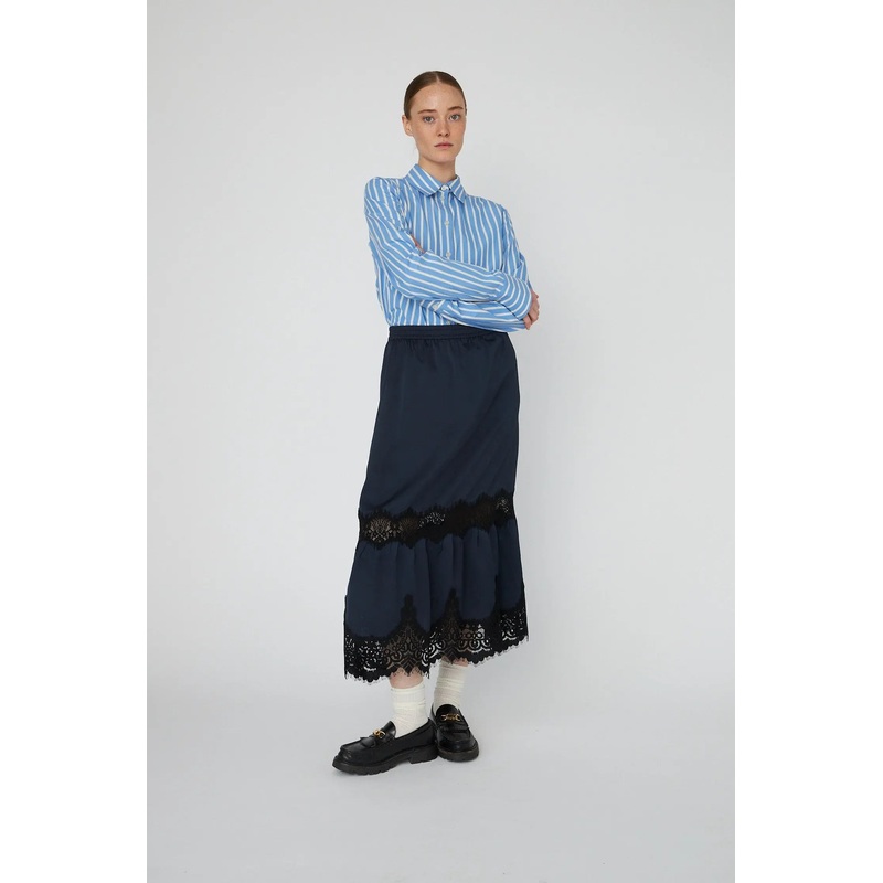 Delicate Lace Midi Skirt – Ultra Navy