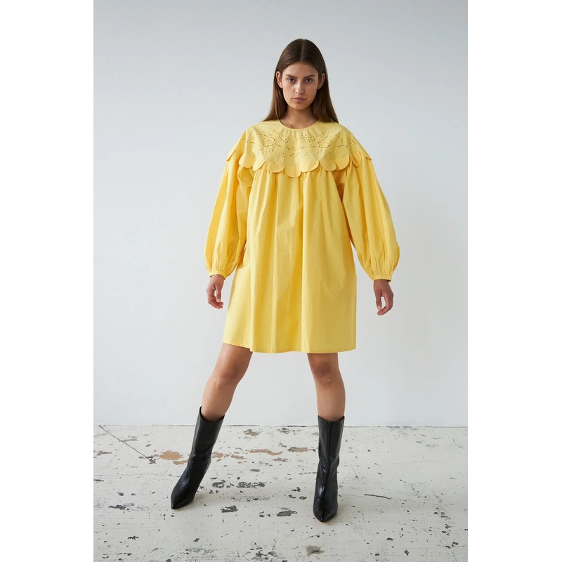 Embroidery Anglaise mini dress – Sweet Yellow