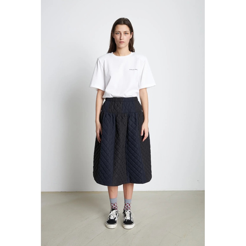 Quilted midi Skirt – Dark Striped