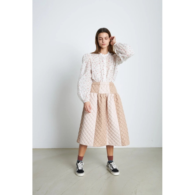 Quilted midi Skirt – Nude-32 & 34 & 36 & 38 & 40 & 42