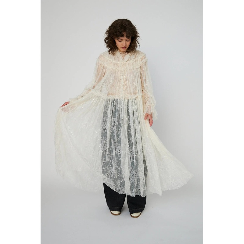 Sheer Lace Maxi Cape Dress – Creme