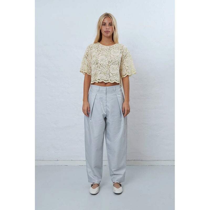 Shiny casual volume pant – Light Grey