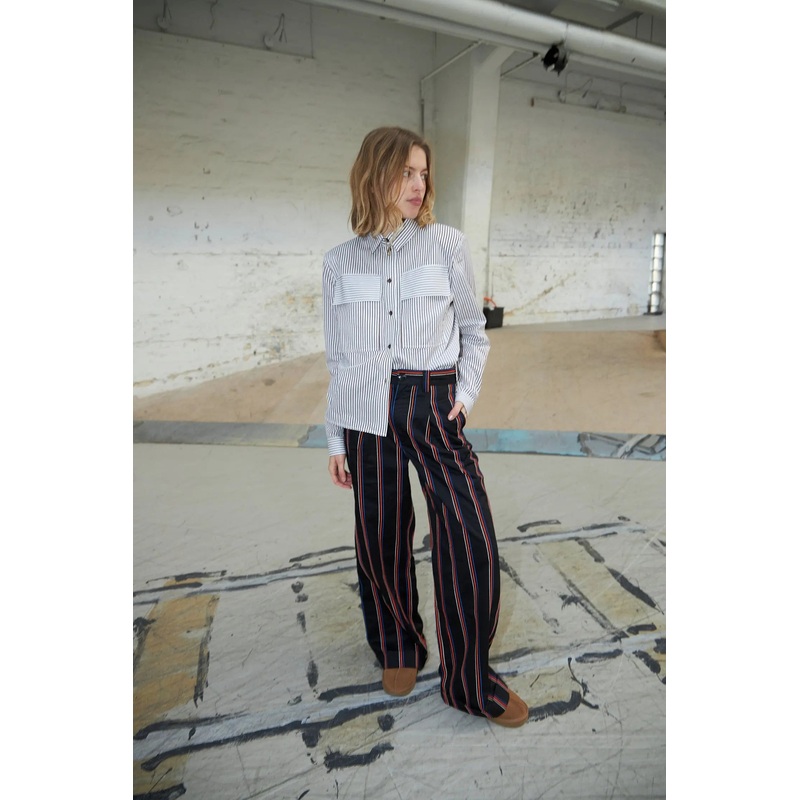 Shirt with shoulderpads – Brown Stripes