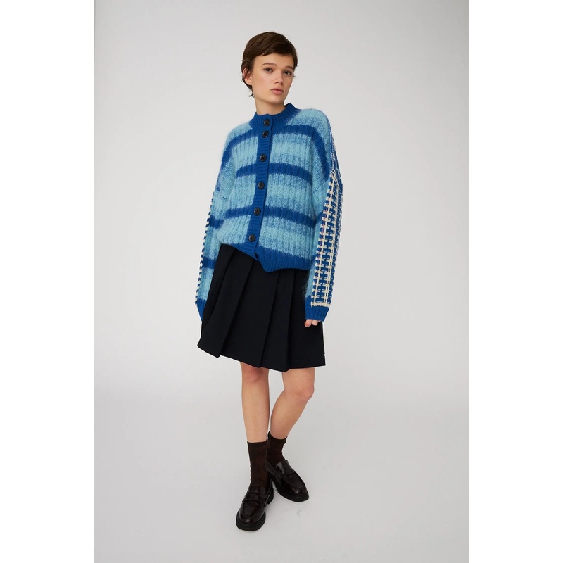 Striped Cardigan in Wool Mix – Blue Stripes