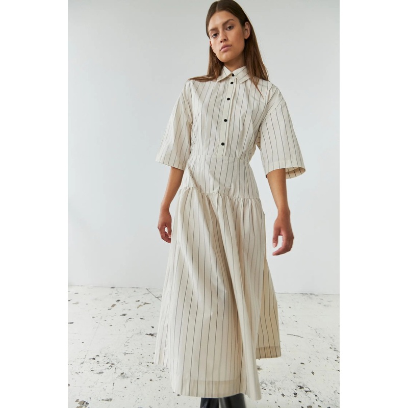 Striped midi dress – Creme/Black