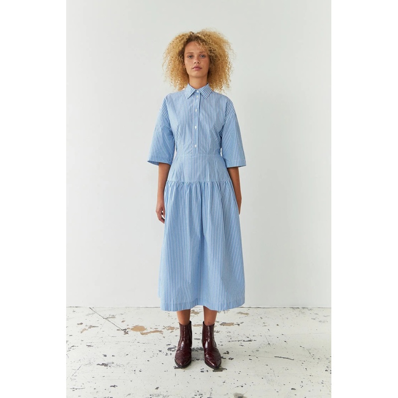 Striped midi dress – White Blue Stripes