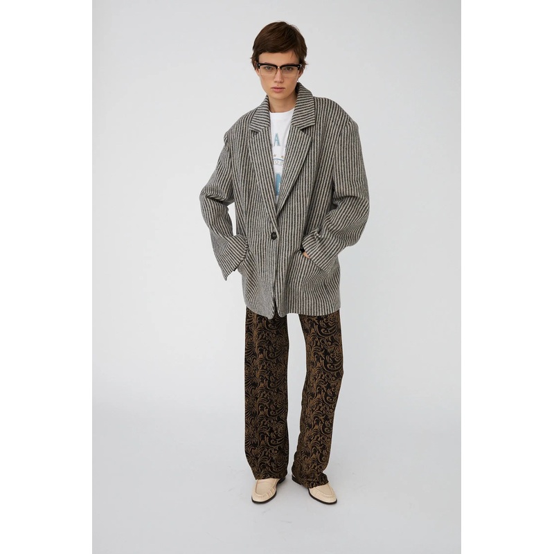 Striped Oversized Wool Blazer – Black/Powder Stripe