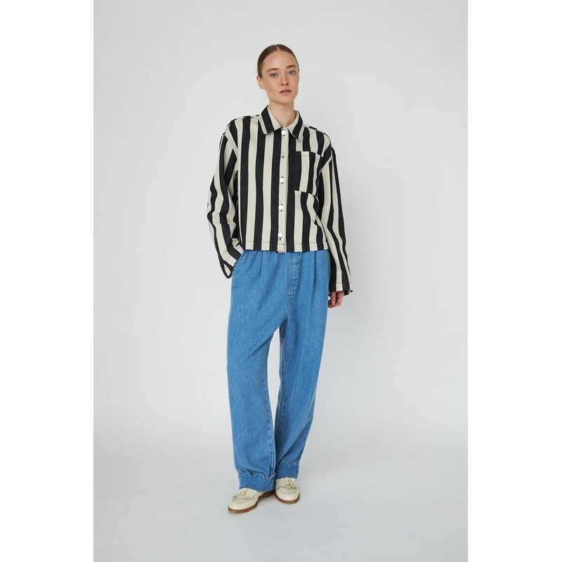 Striped Shirt in Cotton – Black/Creme