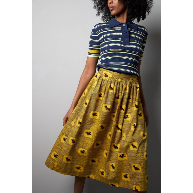 Voluminous midi skirt – Burned Yellow