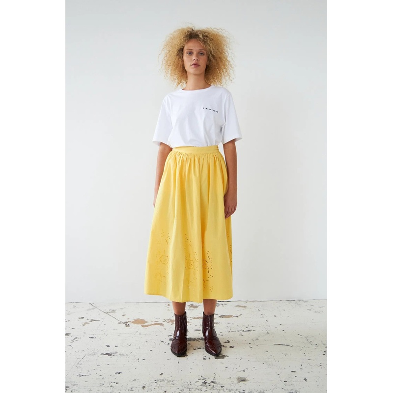 Embroidery Anglaise midi skirt – Sweet Yellow