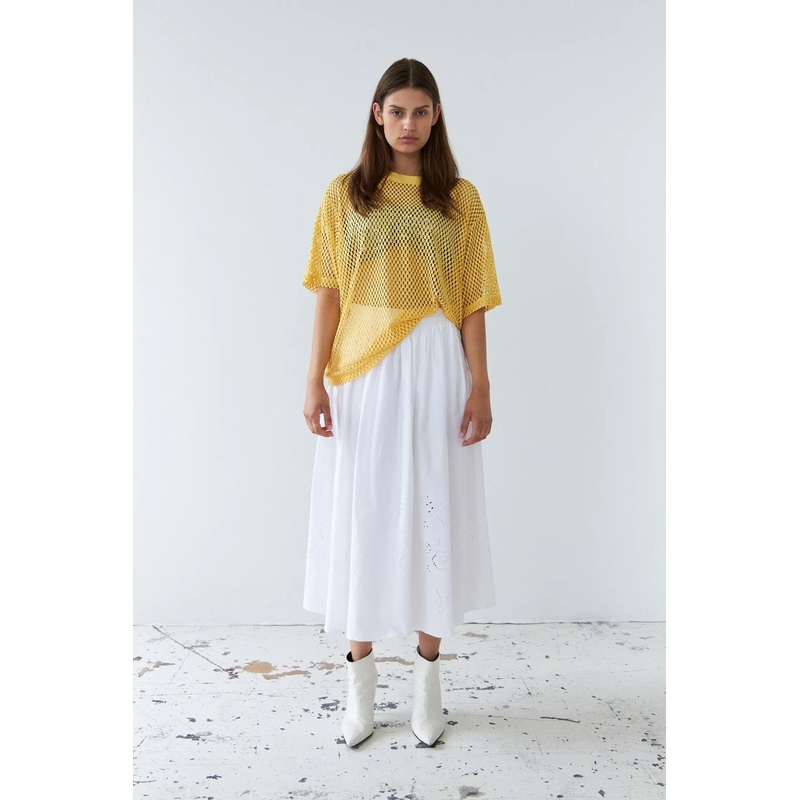 Embroidery Anglaise midi skirt – White