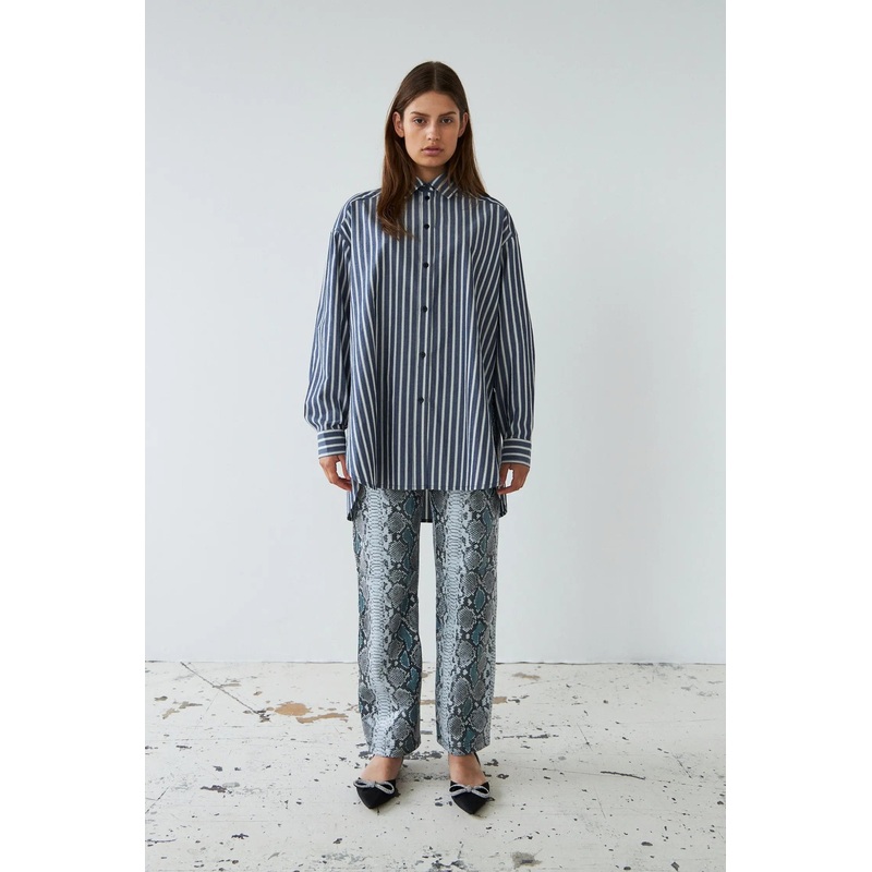 Oversized striped cotton shirt – Blue Stripes