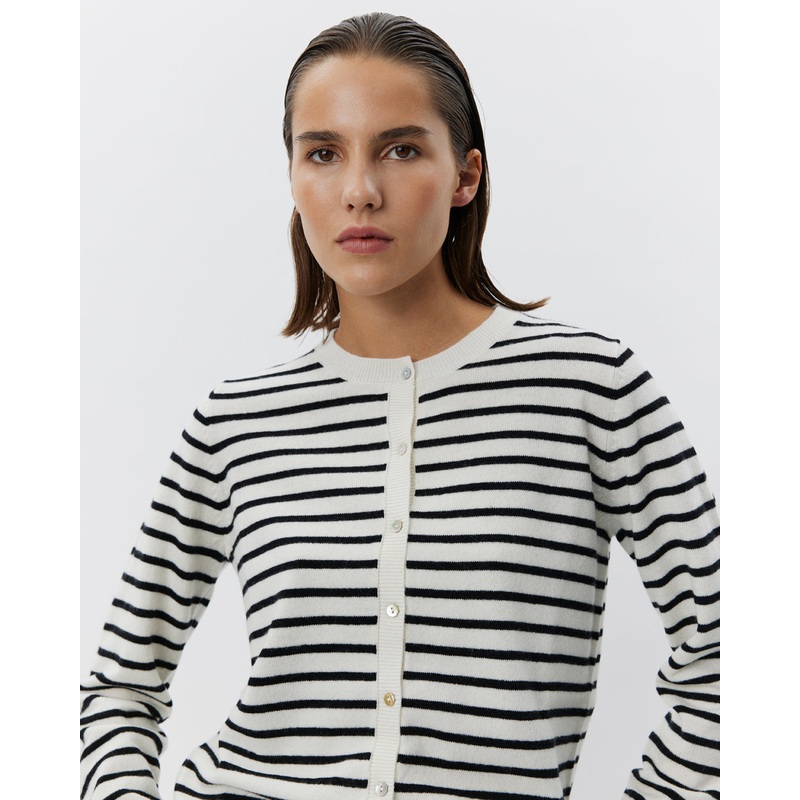 CISSESW STRIPE CARDIGAN – Black Off white