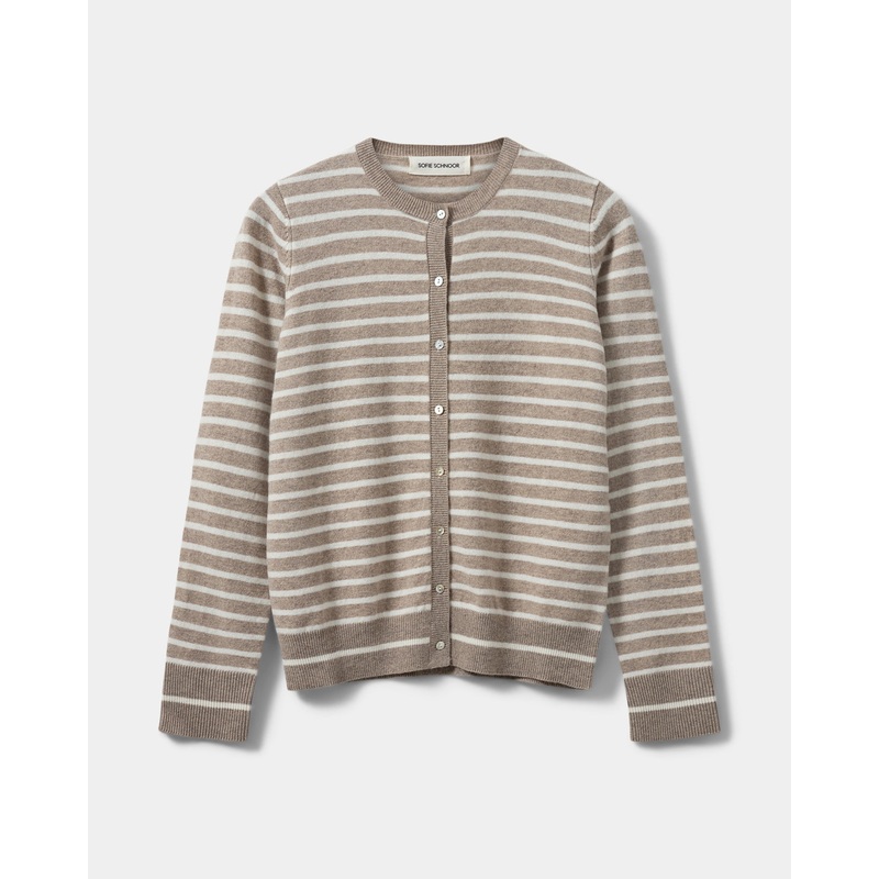 CISSESW STRIPE CARDIGAN – Light Brown Striped