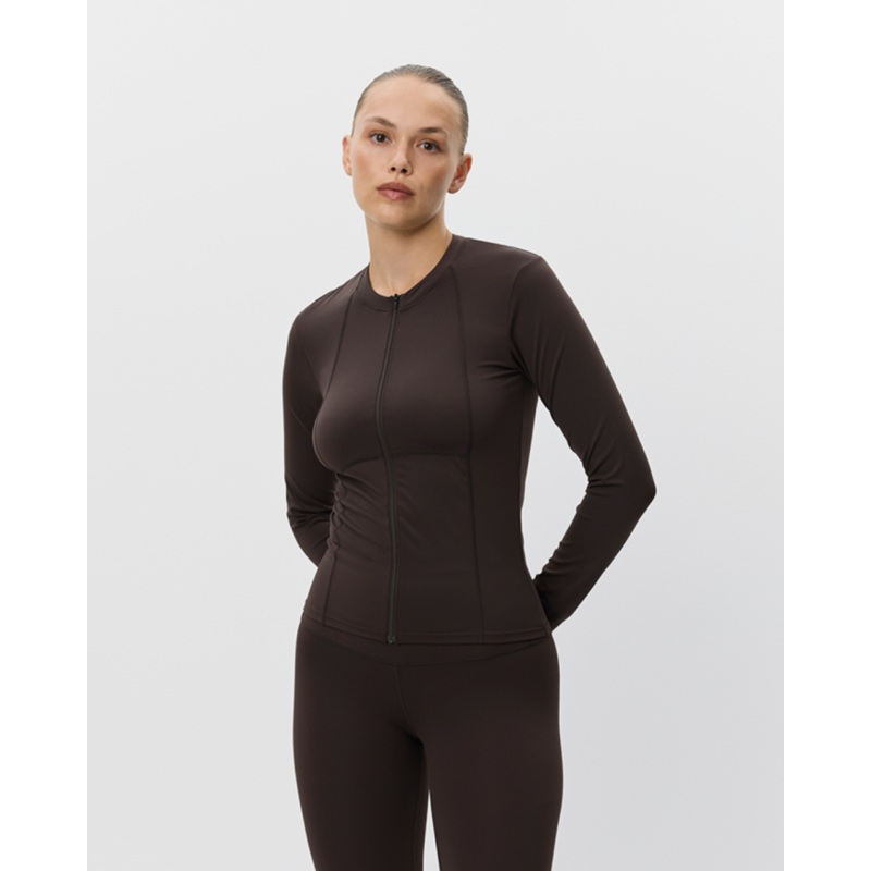 JAYASPO ZIP BLOUSE – Dark brown