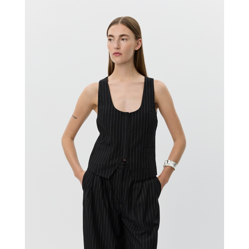 YOKOSW VEST – White Black striped