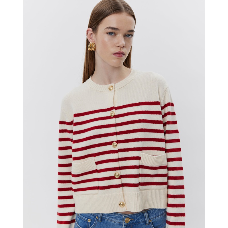 ELICASW CARDIGAN – Red Striped