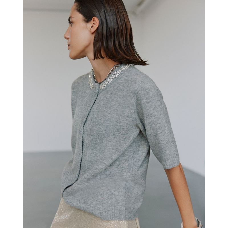 ELLERYSW CARDIGAN – Grey mel-XS & S & M & L & XL