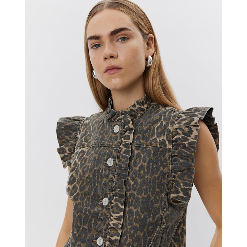 FARAHSW VEST – Light brown leopard