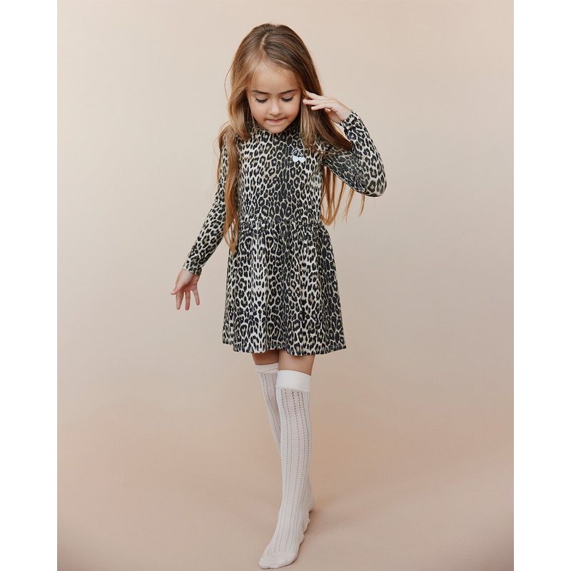 BERRASK RIB DRESS – Light brown leopard