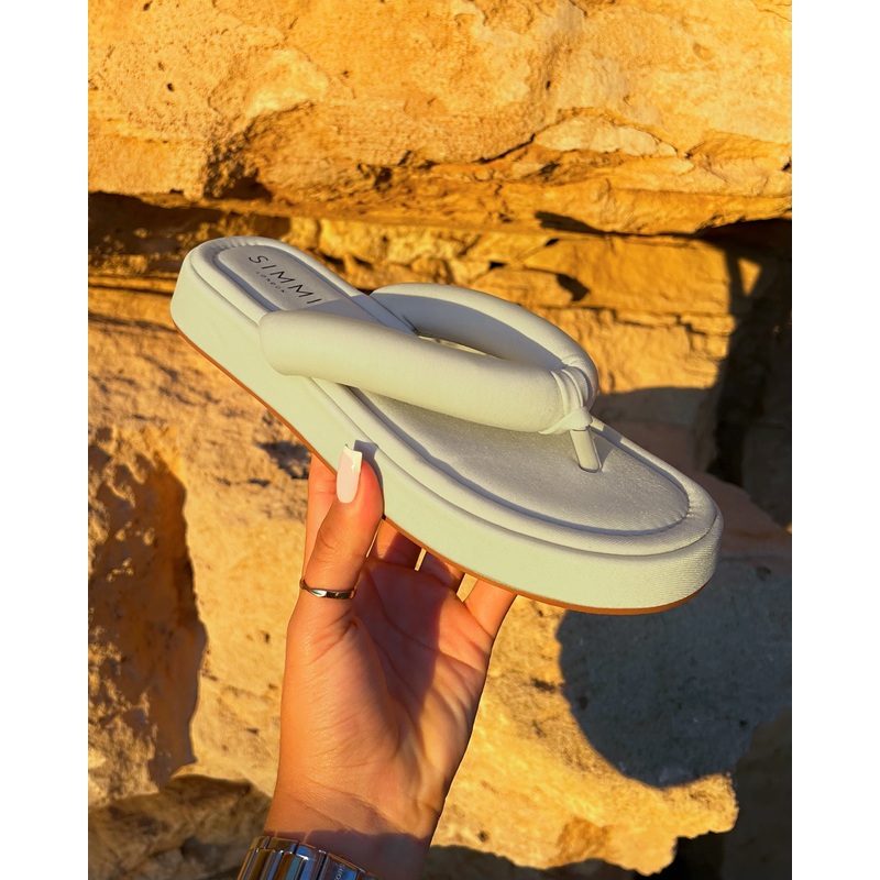 Tasha Ghouri Rowena Stone Lycra Toe Thong Flatform Sandals