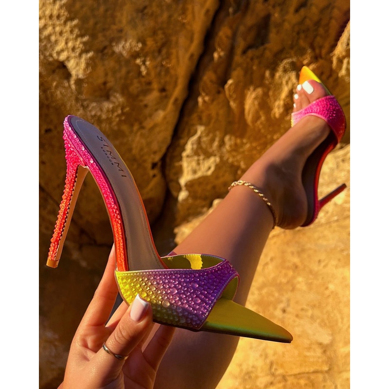 Tasha Ghouri Reef Orange Droplet Stiletto Mules