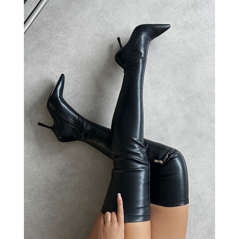 Vermont Black Stretch Over The Knee Boots