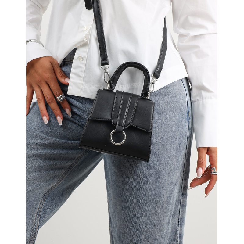 Amarilla Black Top Handle Mini Bag