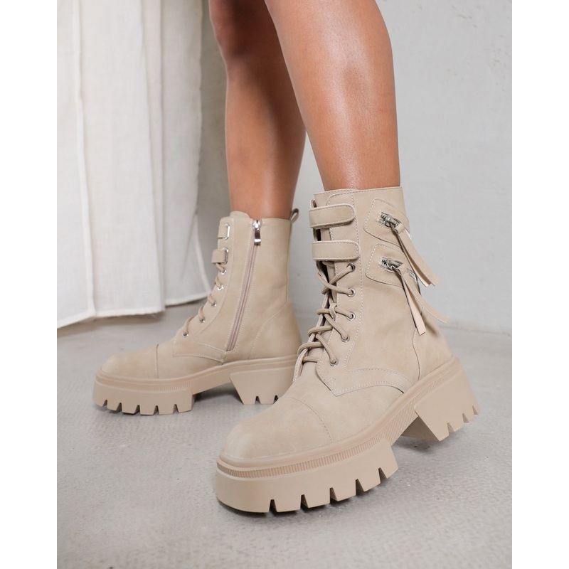 Bennett Sand Nubuck Chunky Lace Up Boots