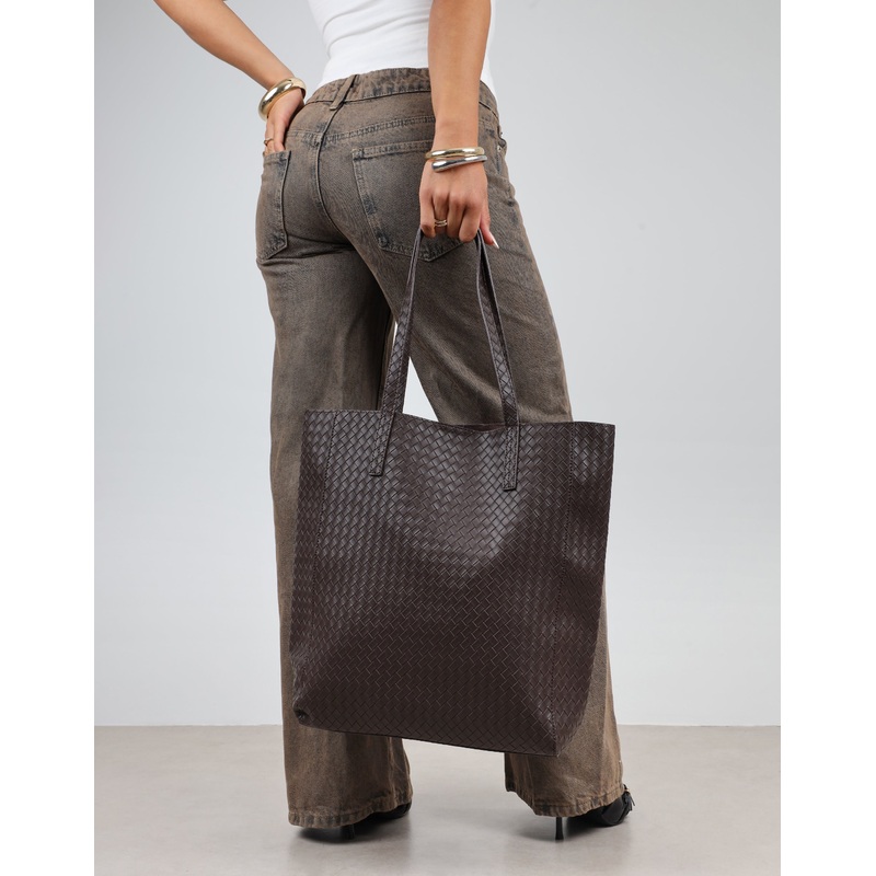 Annie Brown Large Woven Large Tote Bag