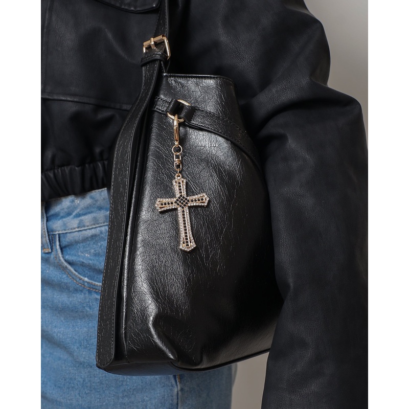 Avah Black DIamante Cross Charm