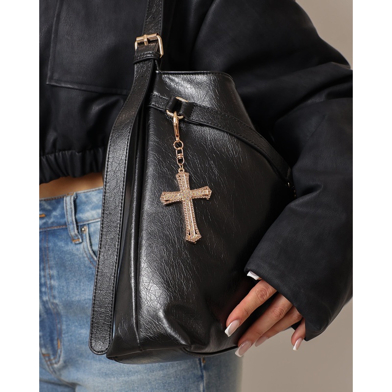 Avah Gold Diamante Cross Charm