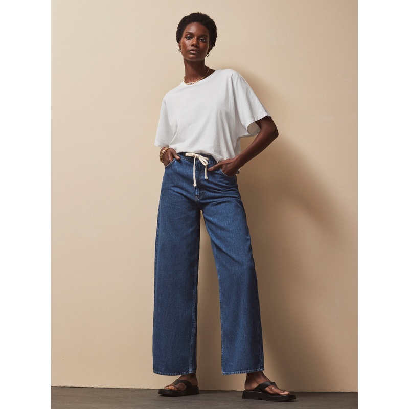 Blue Drawstring-Waist Jeans-6 & 8 & 10 & 12 & 14 & 16 & 18-Blue