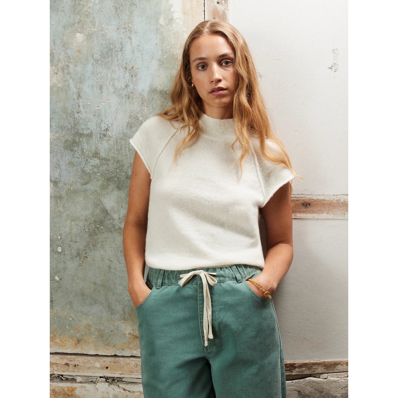 Turtleneck Knit Top with Wool and Alpaca