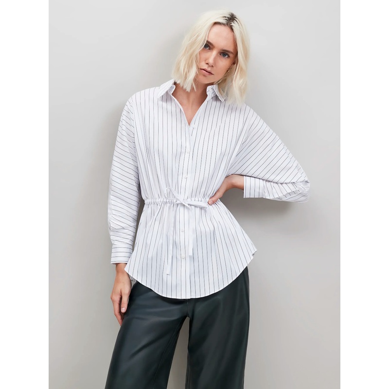 White Stripe Channel Waist Shirt