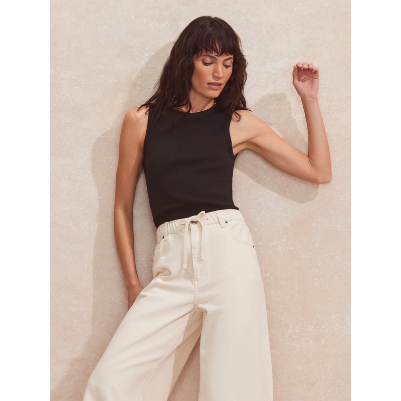 Black Ribbed Tank-XS & S & M & L-Black