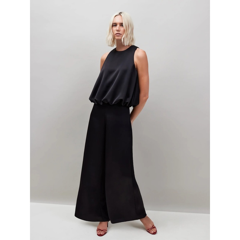 Black Satin Trousers-6 & 8 & 10 & 12 & 14 & 16 & 18-Black
