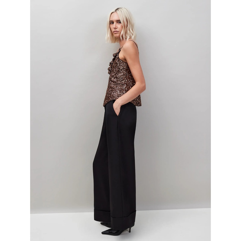 Black Turn Up Trousers-6 & 8 & 10 & 12 & 14 & 16 & 18-Black