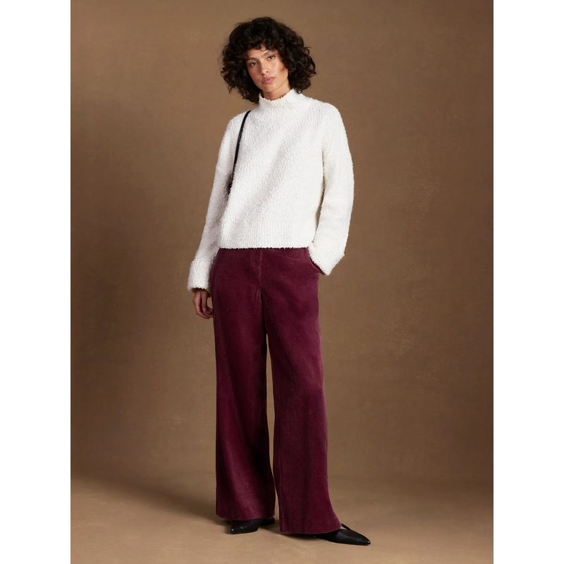Burgundy Cord Wide Leg Trousers