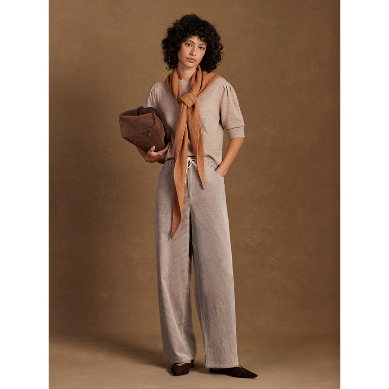 Cappuccino Cord Drawstring Waist Trousers