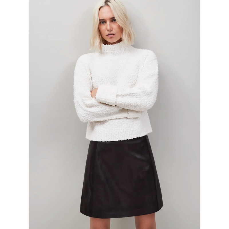 Chocolate Brown Leather Mini Skirt