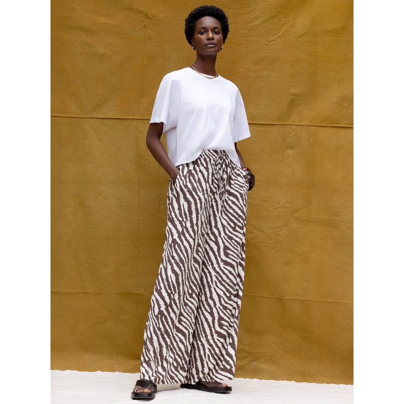 Petite Brown Zebra Print Trousers