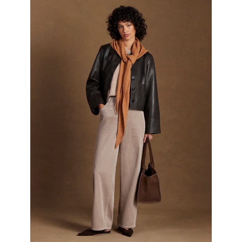 Petite Cappuccino Cord Drawstring Waist Trousers