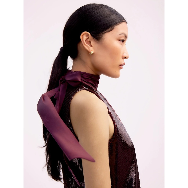 Petite Freya Wine Red Sequinned Halterneck Mini Dress