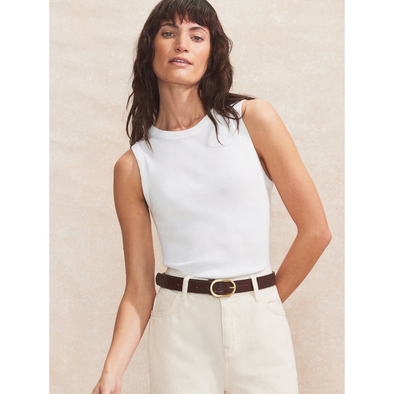 White Ribbed Tank-XS & S & M & L-White