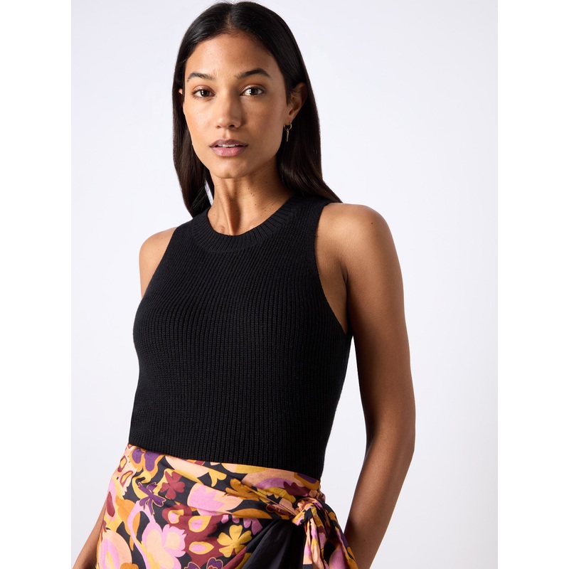 Black Knit Halterneck Top-XS & S & M & L-Black